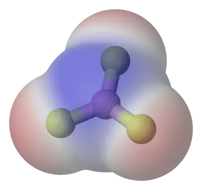 La molècula de BF3 té tres enllaços polars però a causa de la seva geometria trigonal plana el moment dipolar resultant és nul. Font: https://commons.wikimedia.org/wiki/File:Boron-trifluoride-elpot-3D-vdW.png.